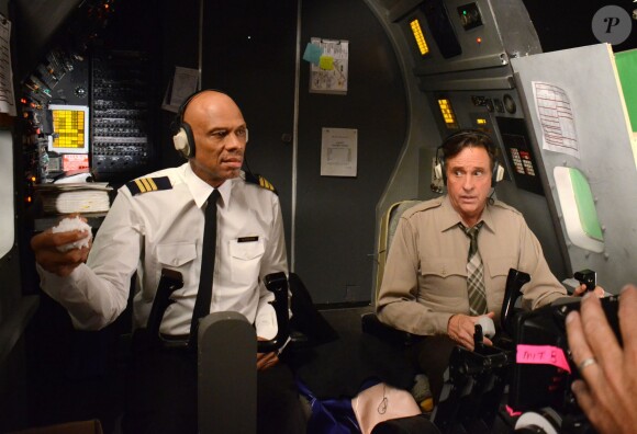 Kareem Abdul-Jabbar lors du tournage de pubs parodiques pour l'office du tourisme du Wisconsin, en septembre 2013 à Los Angeles.