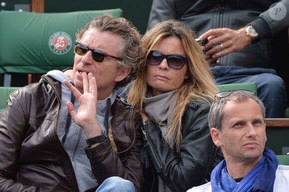 Denis Brogniart et sa femme Hortense le 29 mai 2013 à Roland Garros.