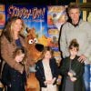 Denis Brogniart, son epouse Hortense et leurs filles Violette, Blanche et Lili- Premiere "Scooby Doo 2" aux Folies Bergeres a Paris le 18 Novembre 2012