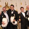 Yves Darondeau, Luc Jacquet, Christophe Lioud et Emmanuel Priou aux Oscars 2006.