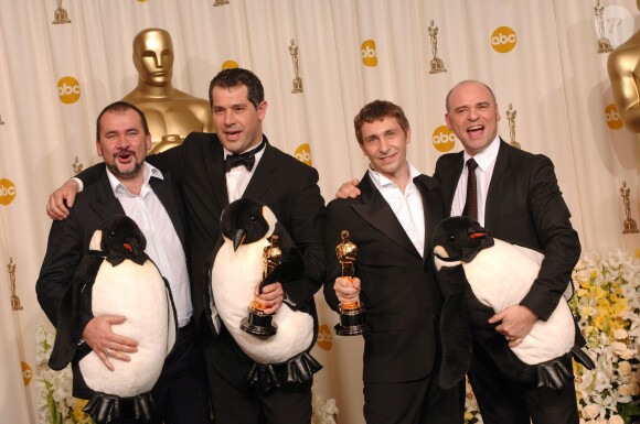 Yves Darondeau, Luc Jacquet, Christophe Lioud et Emmanuel Priou aux Oscars 2006.