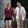 Exclusif - Emma Stone et Joaquin Phoenix se rendent sur le tournage du dernier film de Woody Allen à Newport, le 14 août 2014.