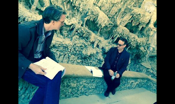 Le scénariste David Koepp dans les grottes avec Tom Hanks sur le tournage d'Inferno. (photo postée le 20 avril 2015).