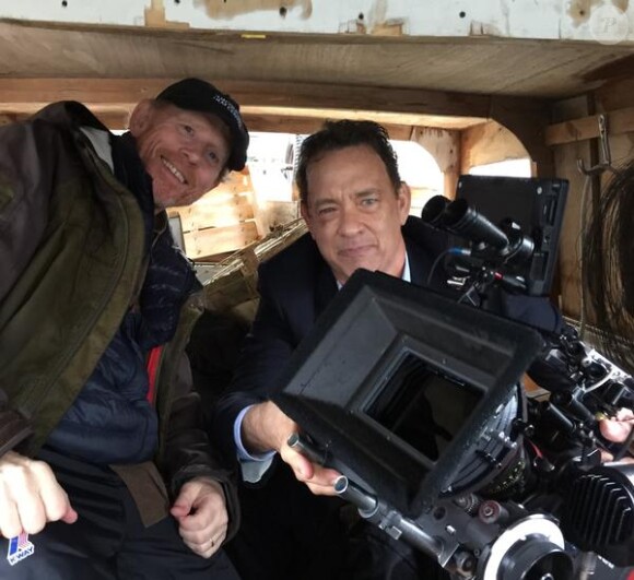 Ron Howard et Tom Hanks sur le tournage d'Inferno à Venise. (photo postée le 27 avril 2015)