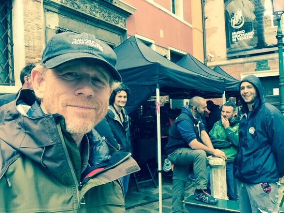 Ron Howard sur le tournage d'Inferno à Venise. (photo postée le 27 avril 2015)