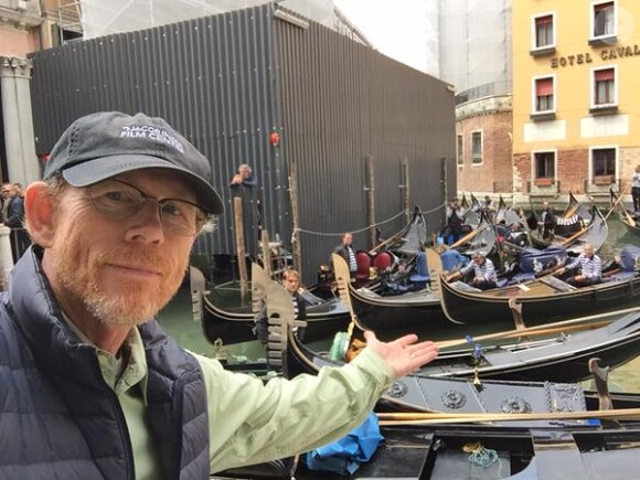 Ron Howard sur le tournage d'Inferno à Venise. (photo postée le 29 avril 2015)
