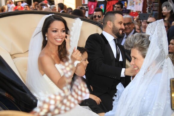 La comédienne Eva Longoria assiste au mariage d'amis, Manuel Gutierrez Cabella et Alina à Cordoue en Espagne, le 1er mai 2015