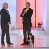Pierre Richard et Michel Drucker et sa chienne Isia - Enregistrement de l'émission "Vivement Dimanche" à Paris le 6 avril 2015 et qui est diffusée le 10 mai 2015. 