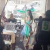 Leila Ben Khalifa en plein tournage pour une série à Tunis, le 8 mai 2015.