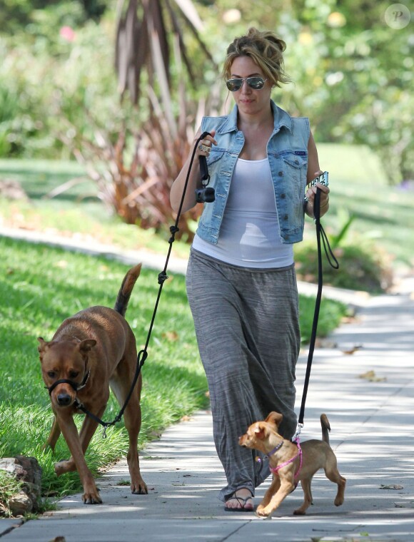 Haylie Duff promène ses chiens, Los Angeles, le 2 aout 2012  