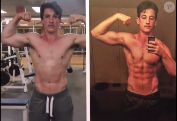Jimmy Fallon a dévoilé une photo montrant l'évolution physique de Miles Teller sur le plateau de son émission, le 17 mars 2015