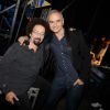 Jean Schultheis et Jean-Pierre Mader en backstage du concert Stars 80 le 9 mai 2015, au Stade de France