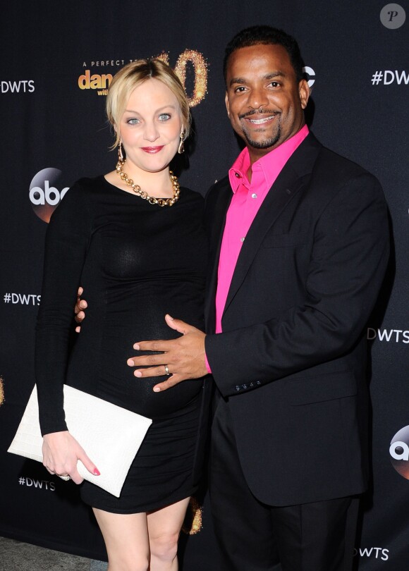 Alfonso Ribeiro et sa femme Angela, enceinte de leur deuxième enfant, lors du lancement de la saison 20 de Dancing with the Stars, le 16 mars 2015 à Los Angeles
