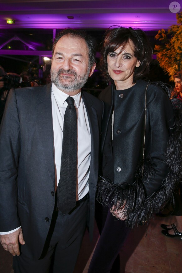 Denis Olivennes et Ines de la Fressange - Dîner de la mode pour le Sidaction au pavillon d'Armenonville à Paris le 29 janvier 2015.