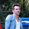 Jonathan Rhys-Meyers avec sa future fiancée à West Hollywood, Los Angeles, le 23 août 2014.