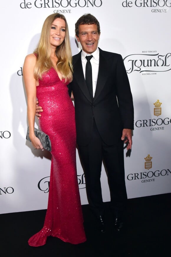 Antonio Banderas et sa compagne Nicole Kimpel lors de la soirée de Grisogono à l'hôtel du Cap-Eden-Roc au Cap d'Antibes lors du 68e Festival International du film de Cannes le 19 mai 2015