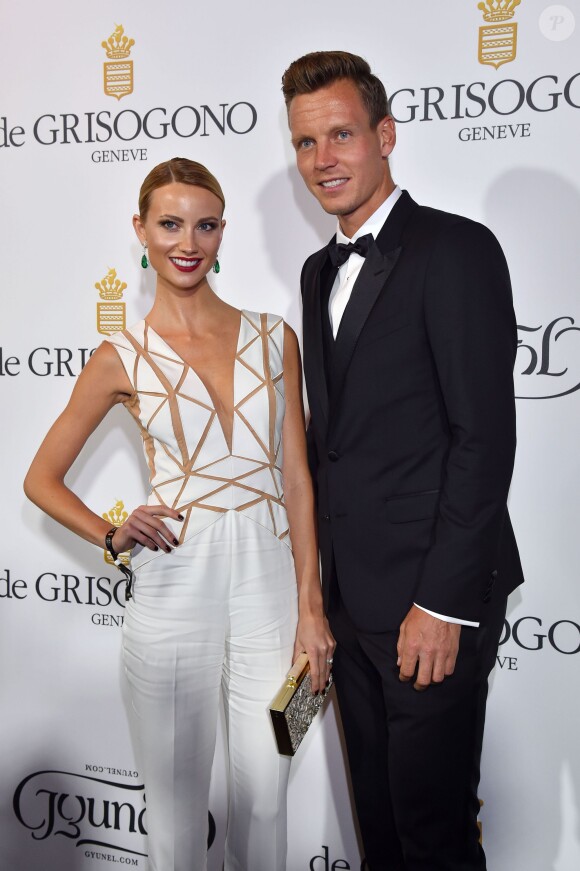 Tomas Berdych et sa compagne Ester Satorova lors de la soirée de Grisogono à l'hôtel du Cap-Eden-Roc au Cap d'Antibes lors du 68e Festival International du film de Cannes le 19 mai 2015