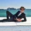 Bertrand Chameroy sur la plage du Majestic 68 lors du 68e Festival International du Film de Cannes, le 16 mai 2015.