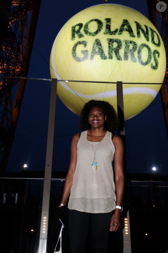Muriel Hurtis lors de la soirée des joueurs de Roland-Garros, le 21 mai 2015 au premier étage de la Tour Eiffel à Paris
