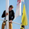 Exclusive - Aymeric Arthaud, neveu de Florence Arthaud, pose à Bordeaux, le 27 mai 2015, sur son bateau 'Reel PGO Automobile' avec lequel il prendra le depart de la course en solitaire du Figaro le dimanche 31 mai.