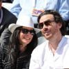 Marie Drucker et son compagnon Mathias Vicherat (directeur de cabinet d'Anne Hidalgo) : amoureux dans les tribunes des Internationaux de France de tennis de Roland Garros à Paris le 30 mai 2015.