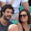 Laure Manaudou et son compagnon Jérémy Frérot lors de la finale masculine des Internationaux de France à Roland-Garros le 7 juin 2015 à Paris