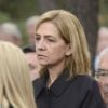 L'infante Cristina d'Espagne au cimetière du Palais Tatoi à Athènes le 6 mars 2014 lors d'une cérémonie pour les 50 ans de la mort du roi Paul. La princesse a été déchue le 12 juin 2015 de son titre de duchesse de Palma de Majorque, sur décision de son frère le roi Felipe VI, en raison de sa mise en examen dans l'affaire Noos.