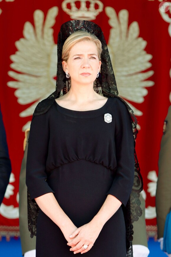 L'infante Cristina d'Espagne à Séville le 7 octobre 2011. L'infante Cristina a été déchue le 12 juin 2015 de son titre de duchesse de Palma de Majorque, sur décision de son frère le roi Felipe VI, en raison de sa mise en examen dans l'affaire Noos.