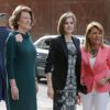 La reine Letizia d'Espagne, en Hugo Boss, lors d'un petit-déjeuner de travail de l'Association espagnole contre le cancer (AECC) à Madrid le 9 juin 2015