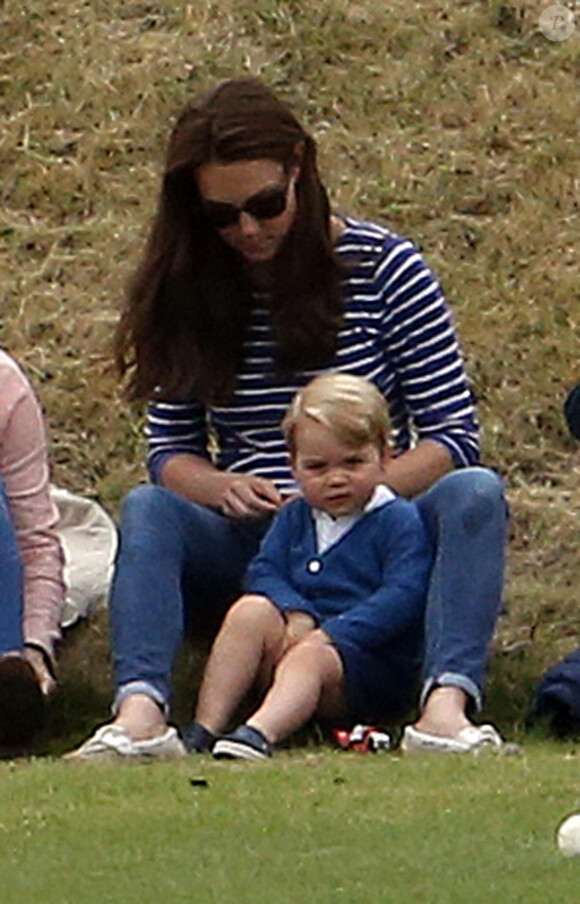 The Duchess of Cambridge with Prince George, as the Duke of Cambridge and Prince Harry take part in a charity polo match at Beaufort Polo Club in Tetbury, Gloucestershire , UK, on Sunday June 14, 2015. Photo by Steve Parsons/PA Wire/ABACAPRESS.COM14/06/2015 - Gloucester