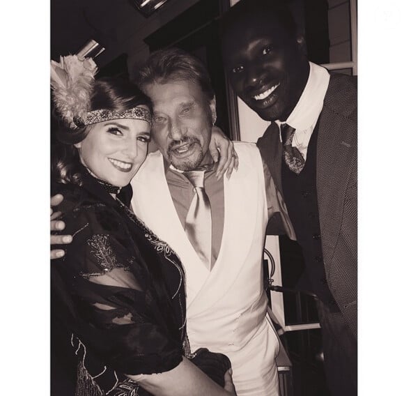 Johnny Hallyday avec Omar Sy et son épouse Hélène - Pour le 72e anniversaire de Johnny, son épouse a organisé une soirée année sur le thème du roman "Gatsby le Magnifique", samedi 12 juin 2015.