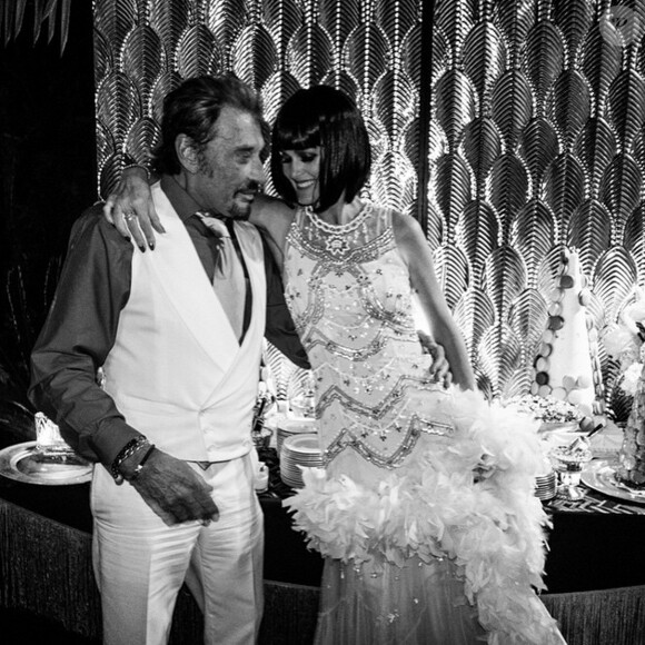 Laeticia et Johnny Hallyday - Pour le 72e anniversaire de Johnny, son épouse a organisé une soirée année sur le thème du roman "Gatsby le Magnifique", samedi 12 juin 2015.