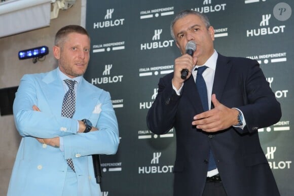 Lapo Elkann, Ricardo Guadalupe (PDG de Hublot) - Soirée de lancement de la montre "Big Bang Unico Italia Independent" de Hublot au restaurant Monsieur Bleu à Paris, le 24 juin 2015. 
