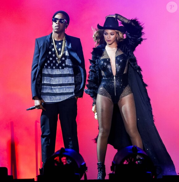 Jay Z et Beyoncé en concert à Houston. Juillet 2014.
