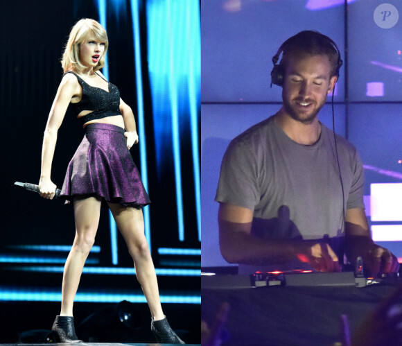 Taylor Swift en concert à Cologne, le 19 juin 2015 / Calvin Harris au festival Lollapalooza à Chicago. Août 2014.