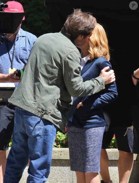 Gillian Anderson et David Duchovny sur le tournage de la 10e saison de "The X-Files" à Vancouver, le 9 juin 2015