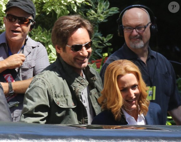 Gillian Anderson et David Duchovny sur le tournage de "The X-Files" à Vancouver au Canada, le 9 juin 2015