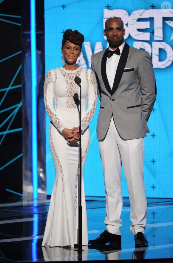 Nicole Ari Parker et son mari Boris Kodjoe lors des BET Awards 2015 au Microsoft Theater. Los Angeles, le 28 juin 2015.