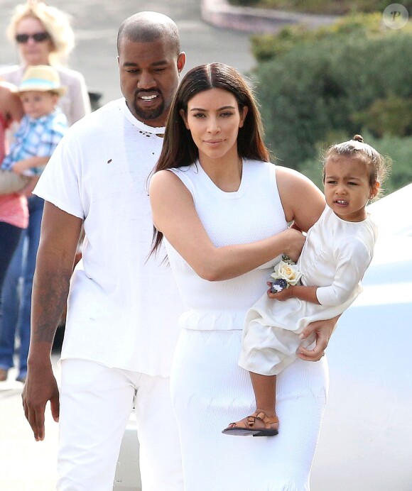 Kanye West, Kim Kardashian et leur fille North à Los Angeles, le 5 avril 2015.