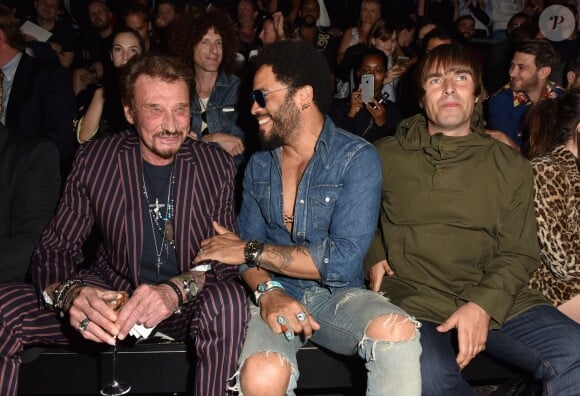 Johnny Hallyday, Lenny Kravitz et Liam Gallagher au show Saint Laurent Paris le 28 juin 2015 à Paris