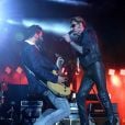 Exclusif - Johnny Hallyday et Maxim Nucci (Yodelice) - Coup d'envoi du "Rester Vivant Tour" aux Arènes de Nîmes, le 2 juillet 2015.