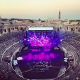 Les arènes de Nîmes avant le grand concert de Johnny Hallyday, le 2 juillet 2015.