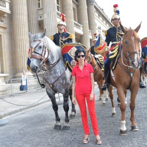 Exclusif - Prix Spécial - No Web No Blog - Rachida Dati salue les membres de la Garde Républicaine à l'issue du Longines Paris Eiffel Jumping au Champ-de-Mars à Paris, le 5 juillet 2015.05/07/2015 - Paris