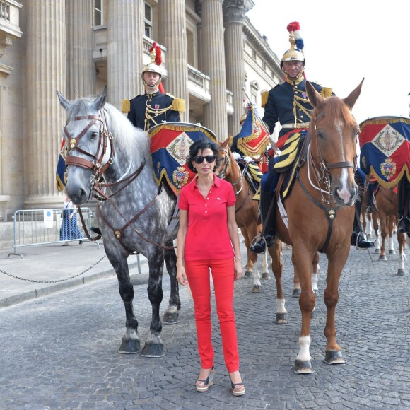 Exclusif - Prix Spécial - No Web No Blog - Rachida Dati salue les membres de la Garde Républicaine à l'issue du Longines Paris Eiffel Jumping au Champ-de-Mars à Paris, le 5 juillet 2015.05/07/2015 - Paris