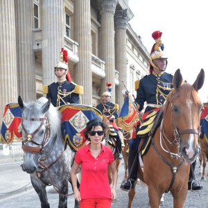 Exclusif - Prix Spécial - No Web No Blog - Rachida Dati salue les membres de la Garde Républicaine à l'issue du Longines Paris Eiffel Jumping au Champ-de-Mars à Paris, le 5 juillet 2015.05/07/2015 - Paris