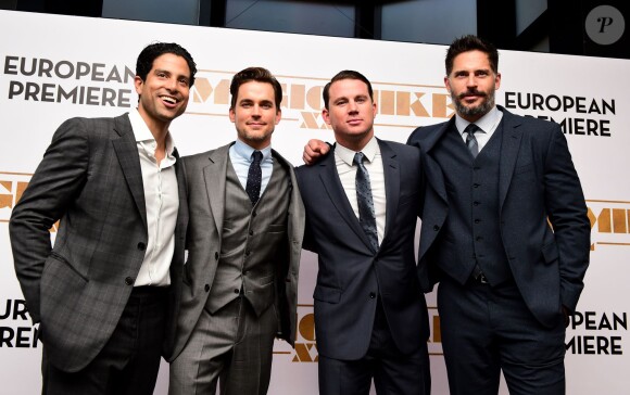 Adam Rodriguez, Matt Bomer, Channing Tatum et Joe Manganiello lors de l'avant-première du film Magic Mike XXL à Londres le 30 juin 2015