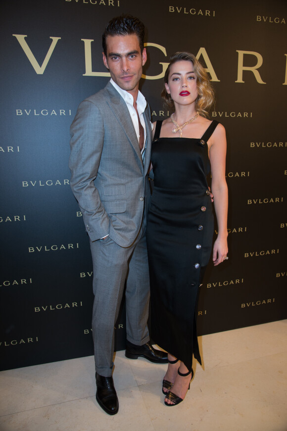 Jon Kortajarena, Amber Heard - Cocktail Bulgari Haute-Couture à Paris le 7 juillet 2015.