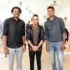 Lewis Hamilton et les basketteurs Andre Iguodala et Nick Young assistent à la présentation Calvin Klein Collection (collection printemps-été 2016) à New York. Le 14 juillet 2015.