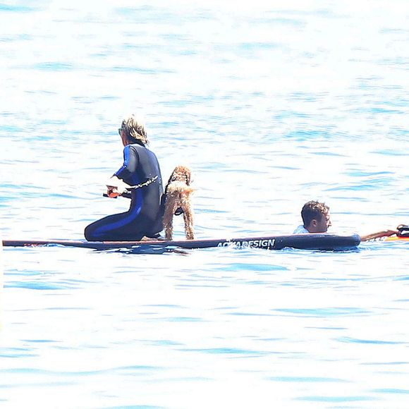 Sylvester Stallone, sa femme Jennifer Flavin et leurs filles Sophia, Sistine et Scarlet profitent de leurs vacances à bord de leur yacht dans le sud de la France, le 14 juillet 2015.
