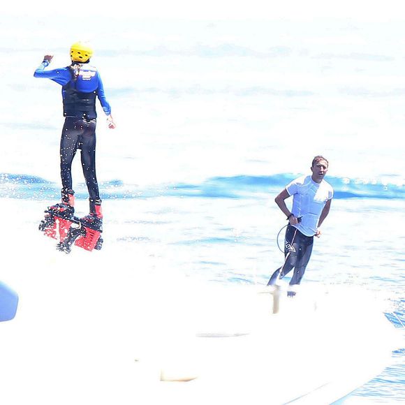 Sylvester Stallone, sa femme Jennifer Flavin et leurs filles Sophia, Sistine et Scarlet profitent de leurs vacances à bord de leur yacht dans le sud de la France, le 14 juillet 2015.